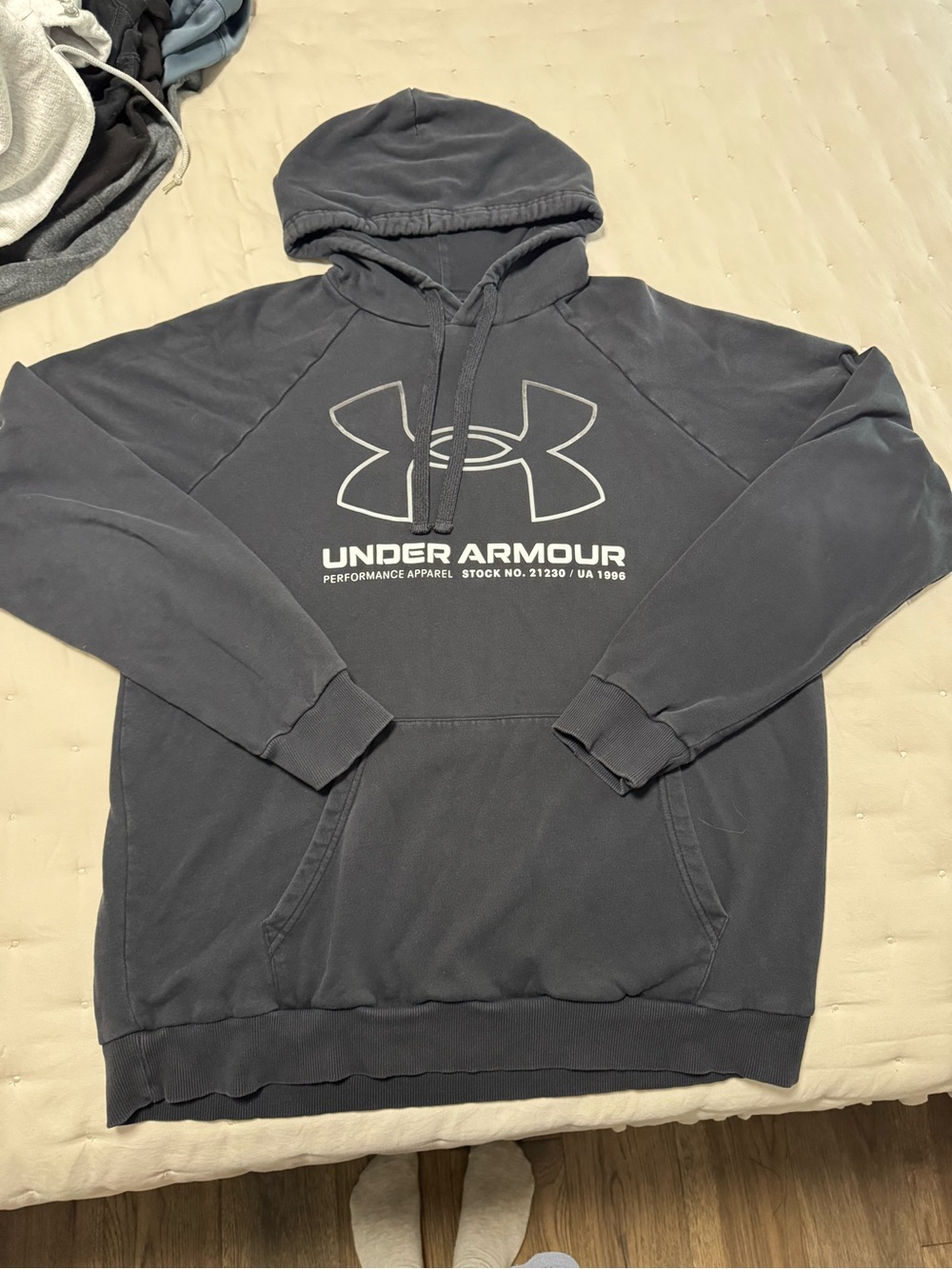 Under Armour Men's Hoodie Sweatshirt - Charcoal Gray with White Logo
